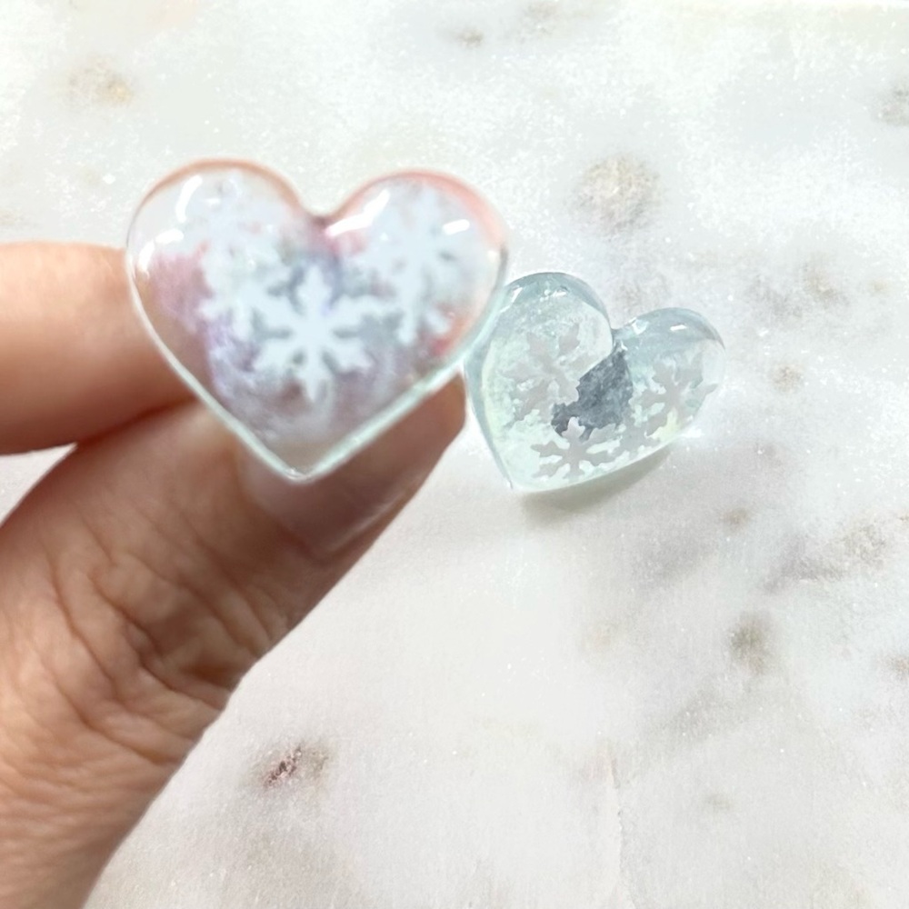 Snowflake Heart Earrings Handmade - Picture 5 of 7